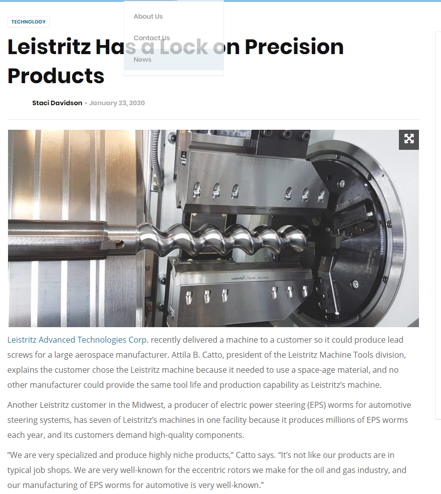 Leistritz has a lock on precision products